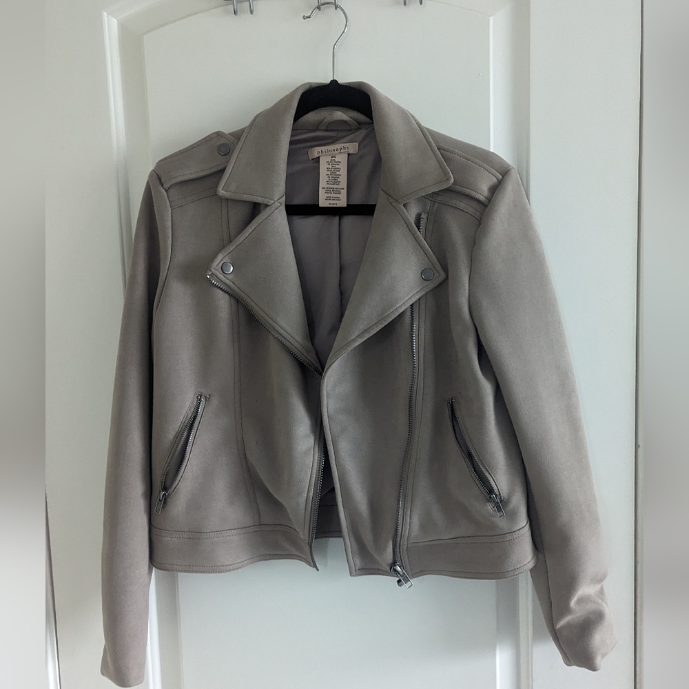 Philosophy faux suede moto jacket